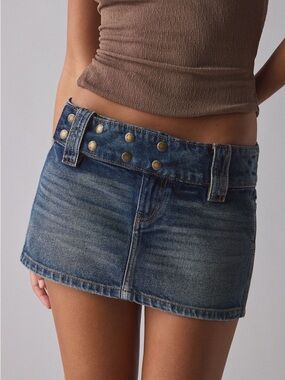 NWT Urban Outfitters Backstage Belted Waistband Low-Rise Denim Micro Mini Skirt